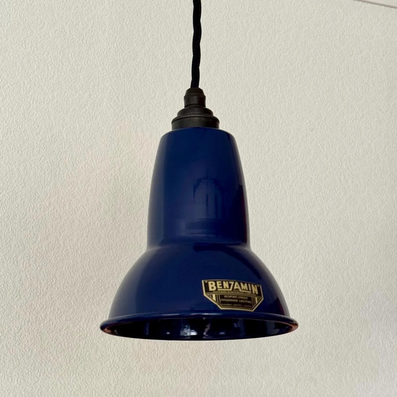 Alby ~ 3 x Royal Blue Lampshade Pendant Set Wooden Track Light | Dining Room | Kitchen Table