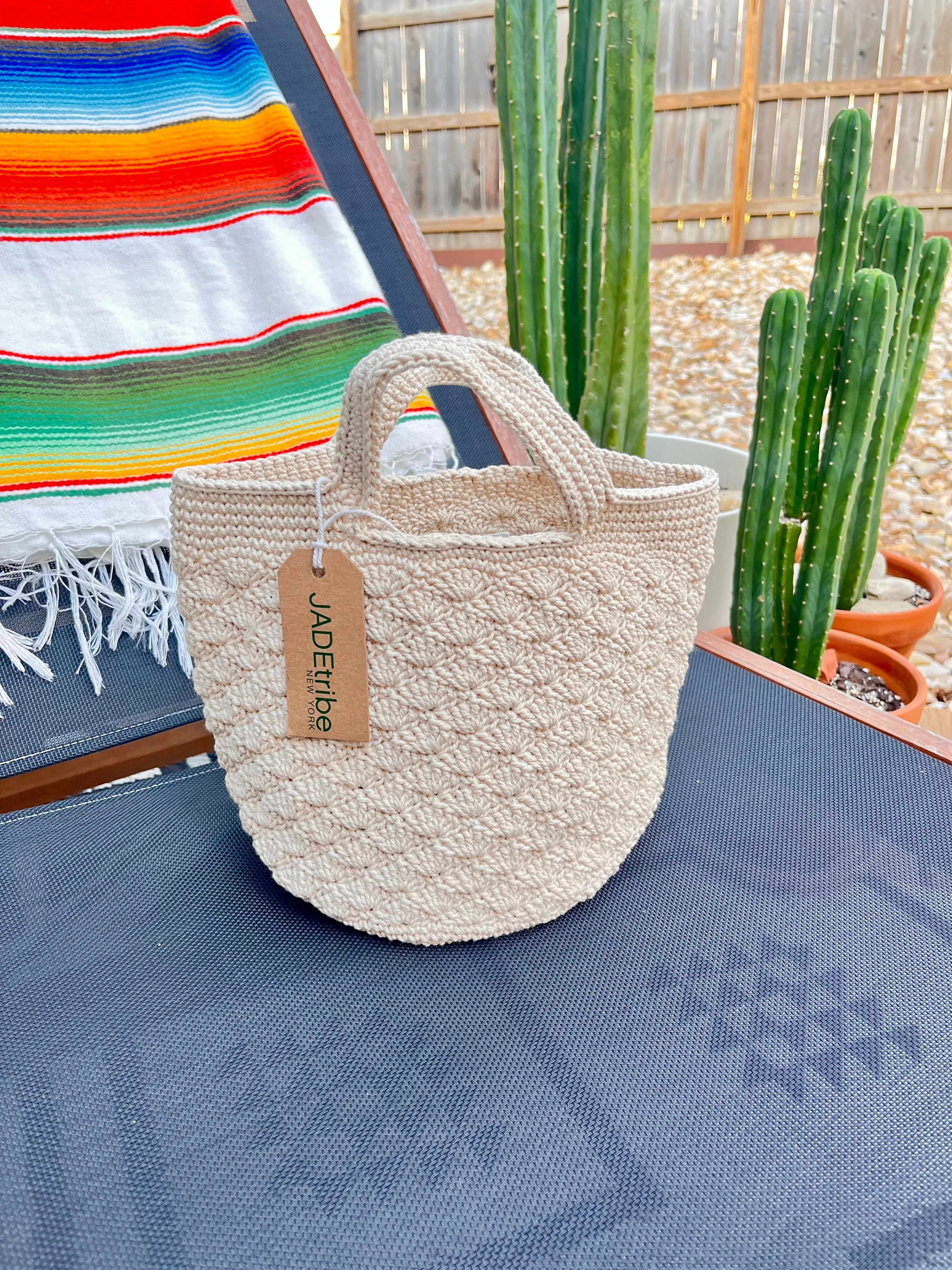 Ali Crochet Tote Small - Natural