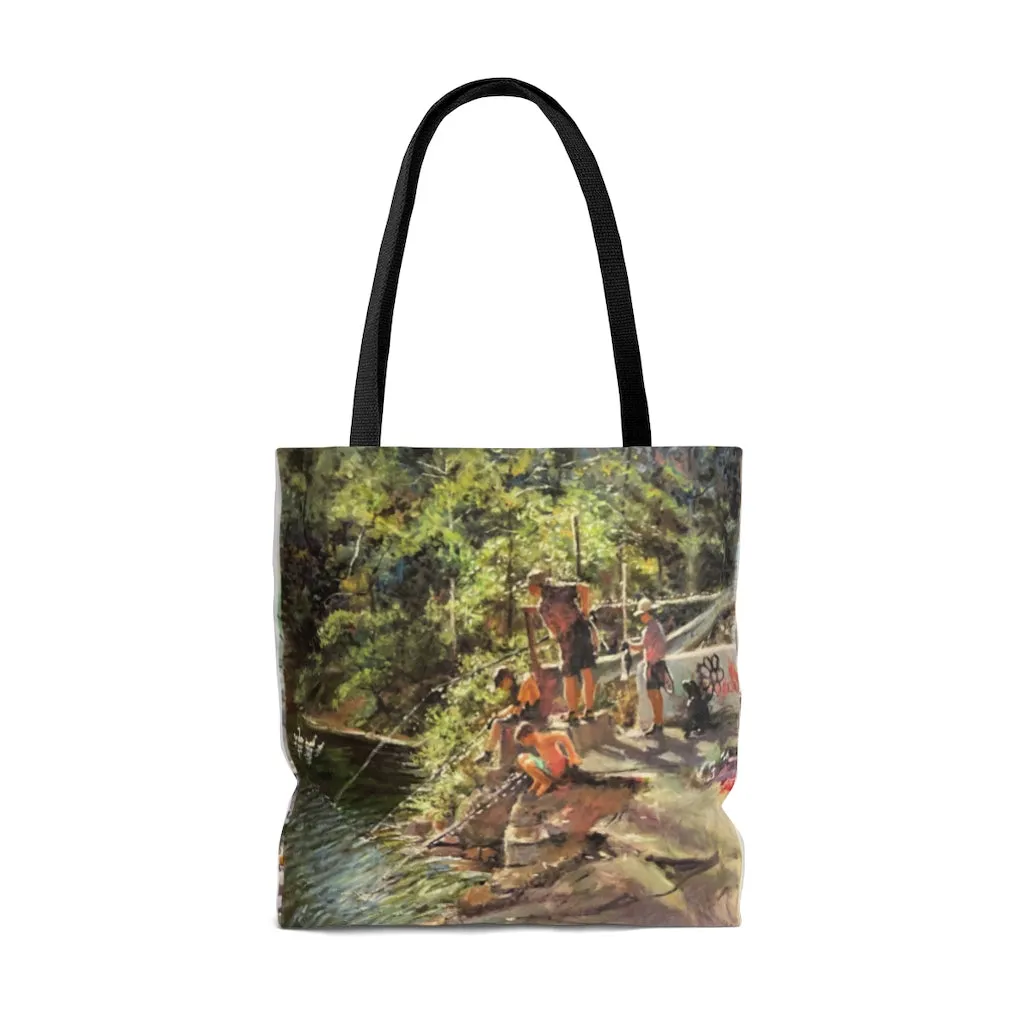 Artichoke Fishing by Richard Burke Jones - AOP Tote Bag. Fishing for Memories!