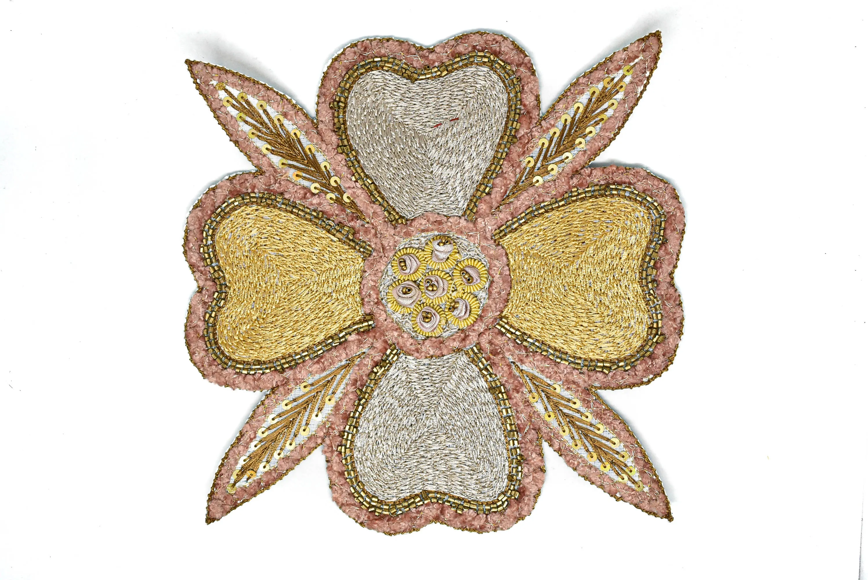 Beaded Floral Sew on Applique | Indian Floral Applique | Large Sew on Applique 8" x 8" - 1 Piece