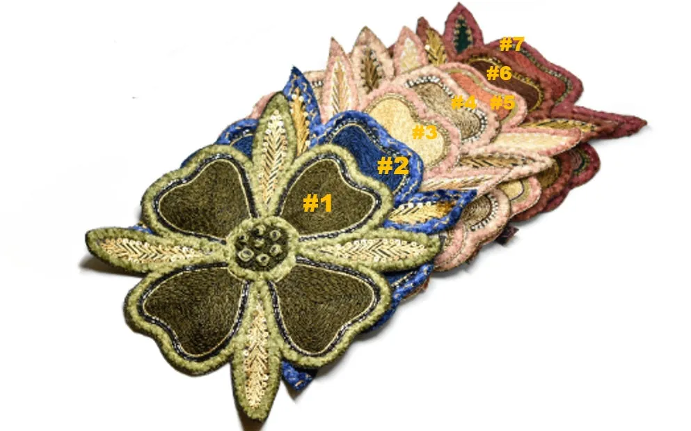 Beaded Floral Sew on Applique | Indian Floral Applique | Large Sew on Applique 8" x 8" - 1 Piece