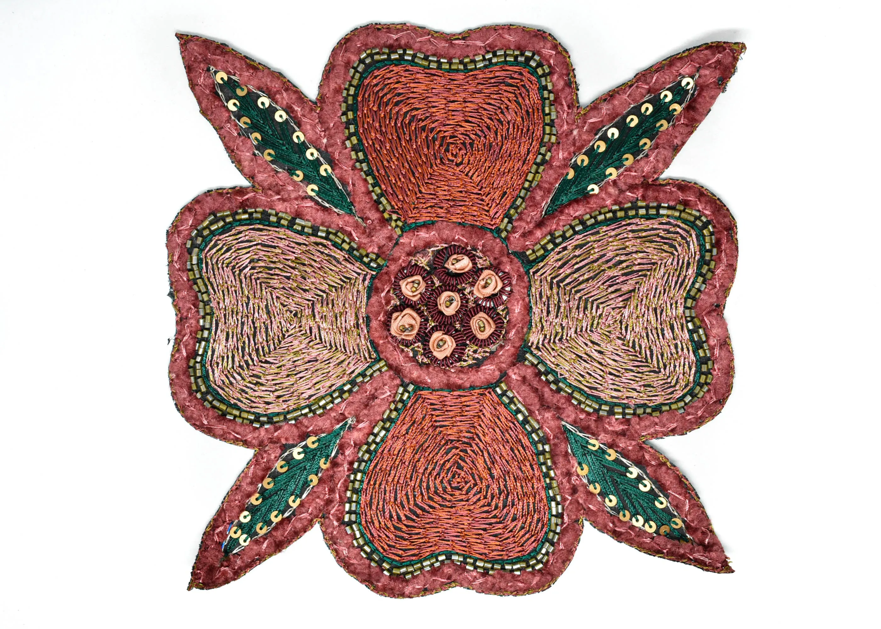 Beaded Floral Sew on Applique | Indian Floral Applique | Large Sew on Applique 8" x 8" - 1 Piece