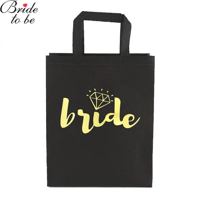 Black and Gold Team Bride-Squad Bags-Bridal Party Totes- Wedding-Shower Gifts