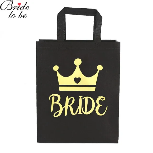 Black and Gold Team Bride-Squad Bags-Bridal Party Totes- Wedding-Shower Gifts