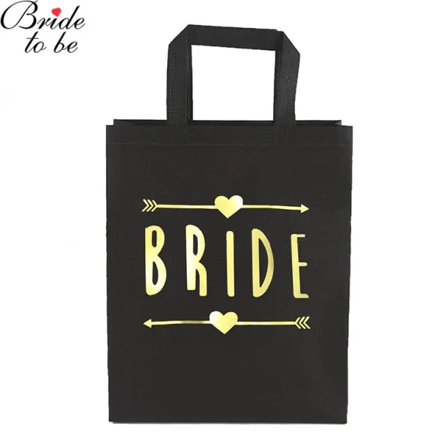 Black and Gold Team Bride-Squad Bags-Bridal Party Totes- Wedding-Shower Gifts