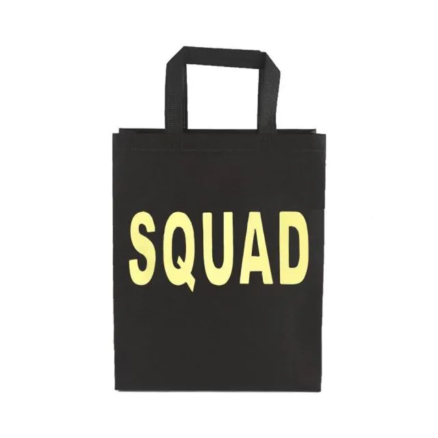 Black and Gold Team Bride-Squad Bags-Bridal Party Totes- Wedding-Shower Gifts