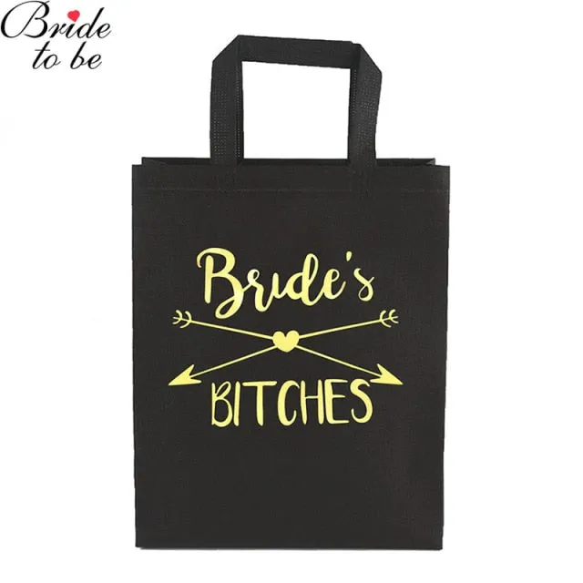 Black and Gold Team Bride-Squad Bags-Bridal Party Totes- Wedding-Shower Gifts