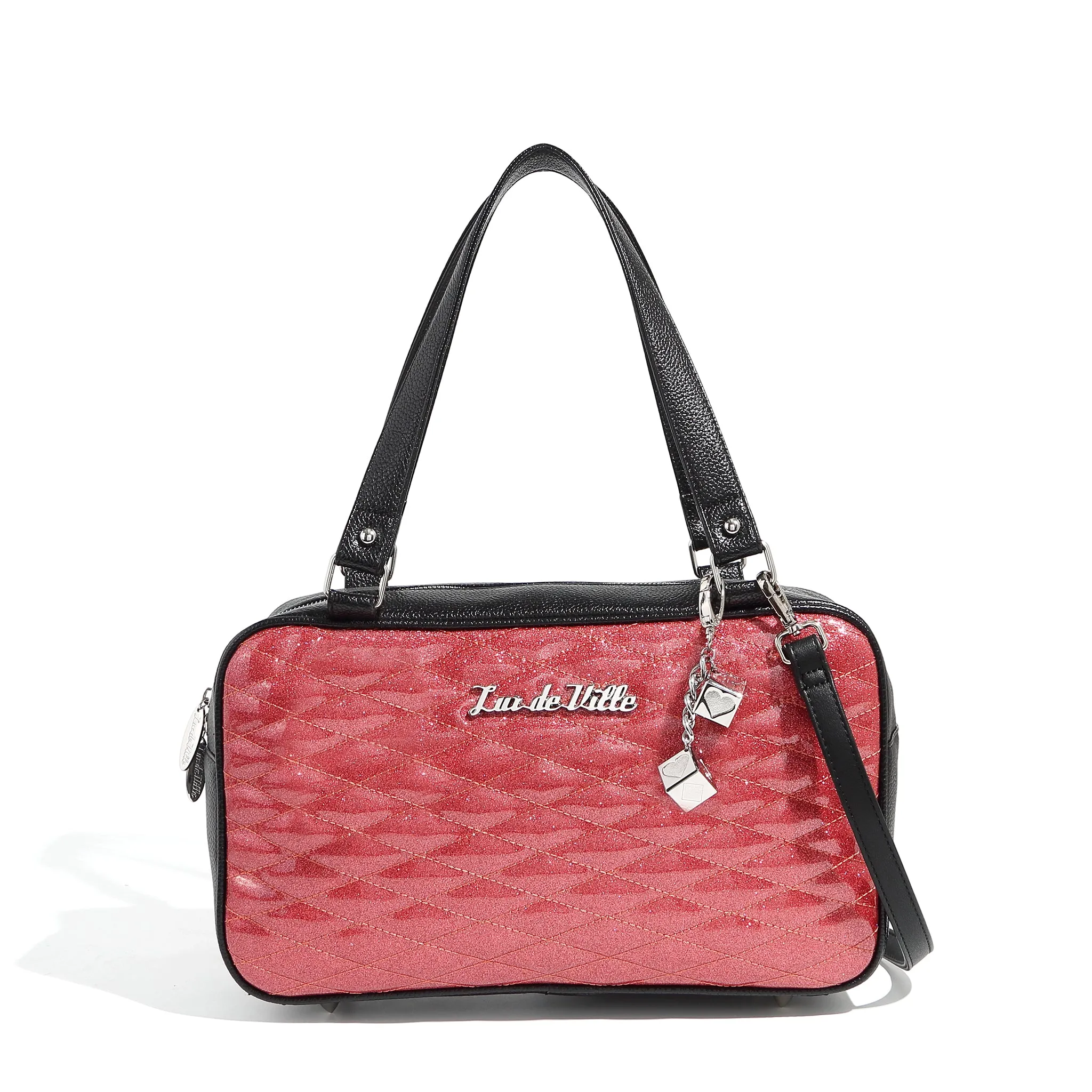 Black and Pink Bubbly Sparkle Speedster Tote