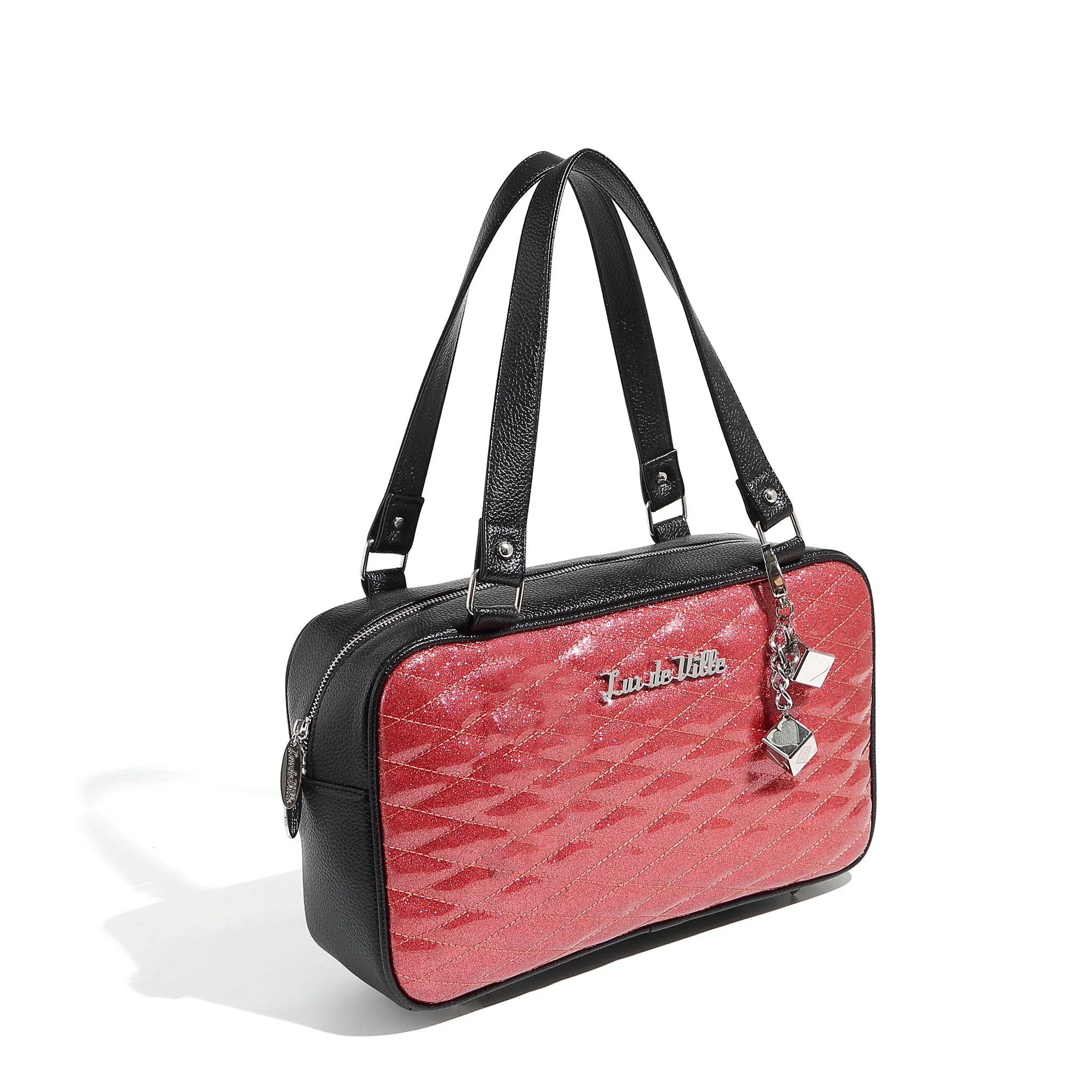 Black and Pink Bubbly Sparkle Speedster Tote