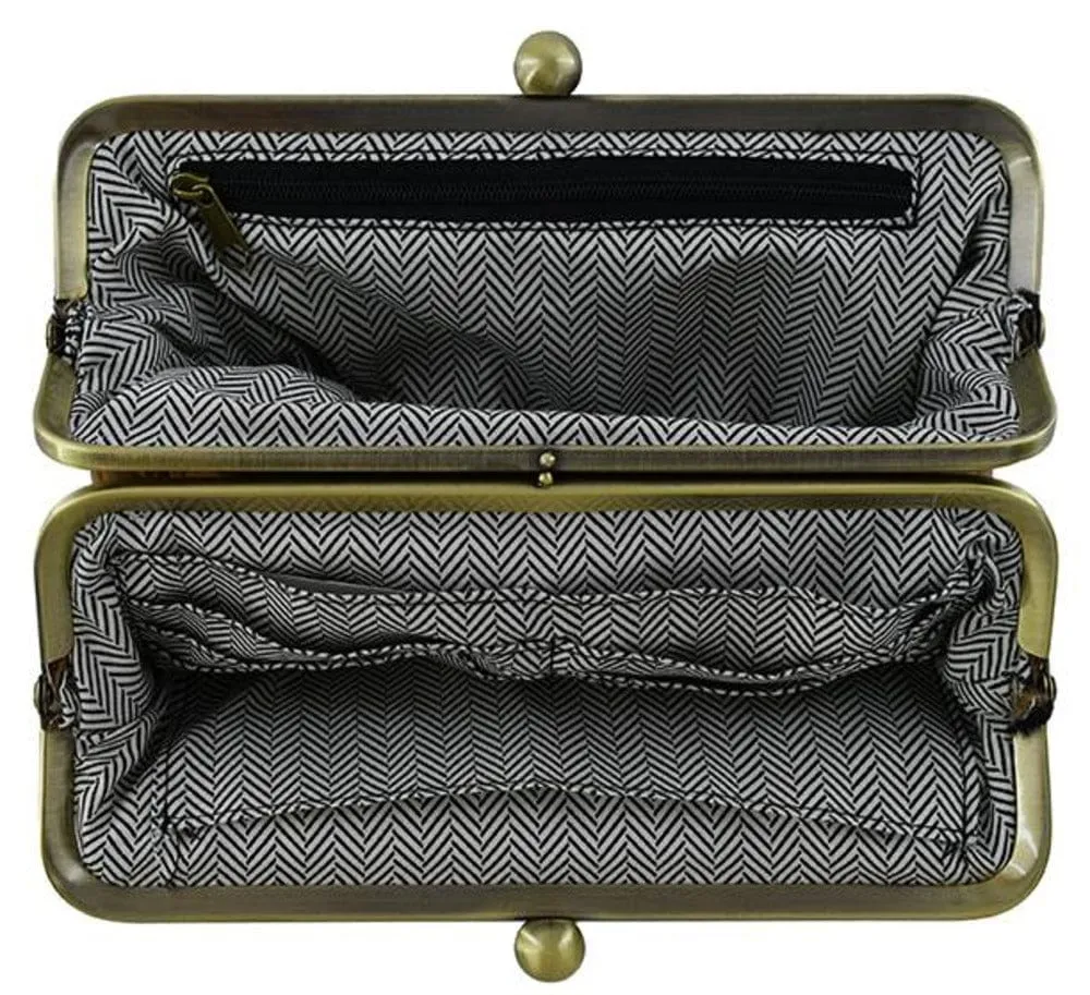 BP208SU Faux Suede Two Tone Kiss Lock Clutch