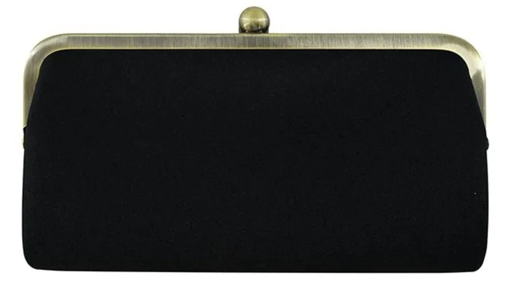 BP208SU Faux Suede Two Tone Kiss Lock Clutch