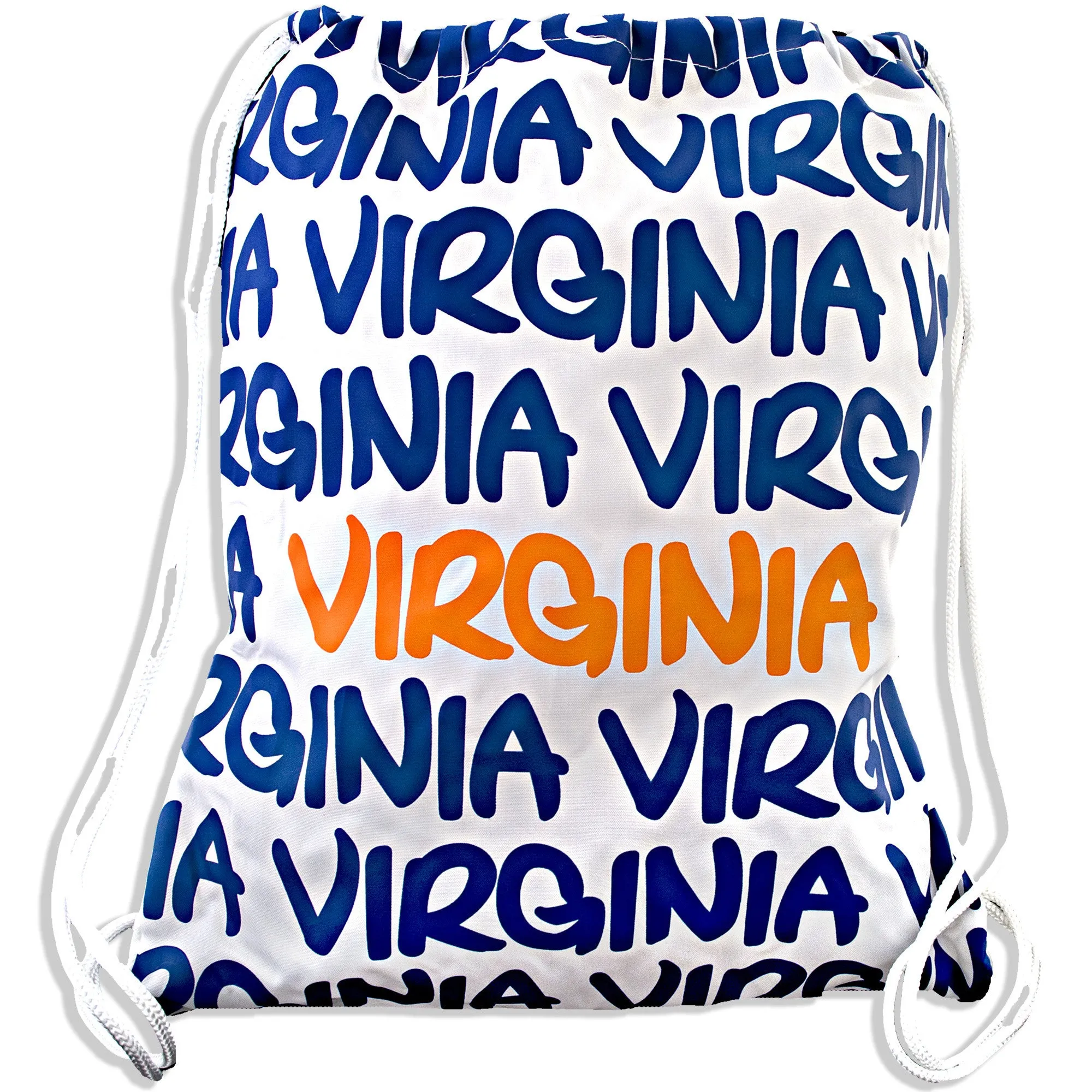 BPVA01 Robin Ruth Drawstring Backpack White / Navy / Orange Virginia