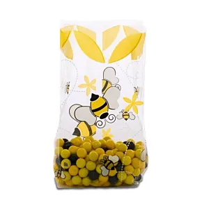 Bumblebee Printed Cello Goodie Bags - 20 Pack - 7.5in. x 3.5in. x 2in.