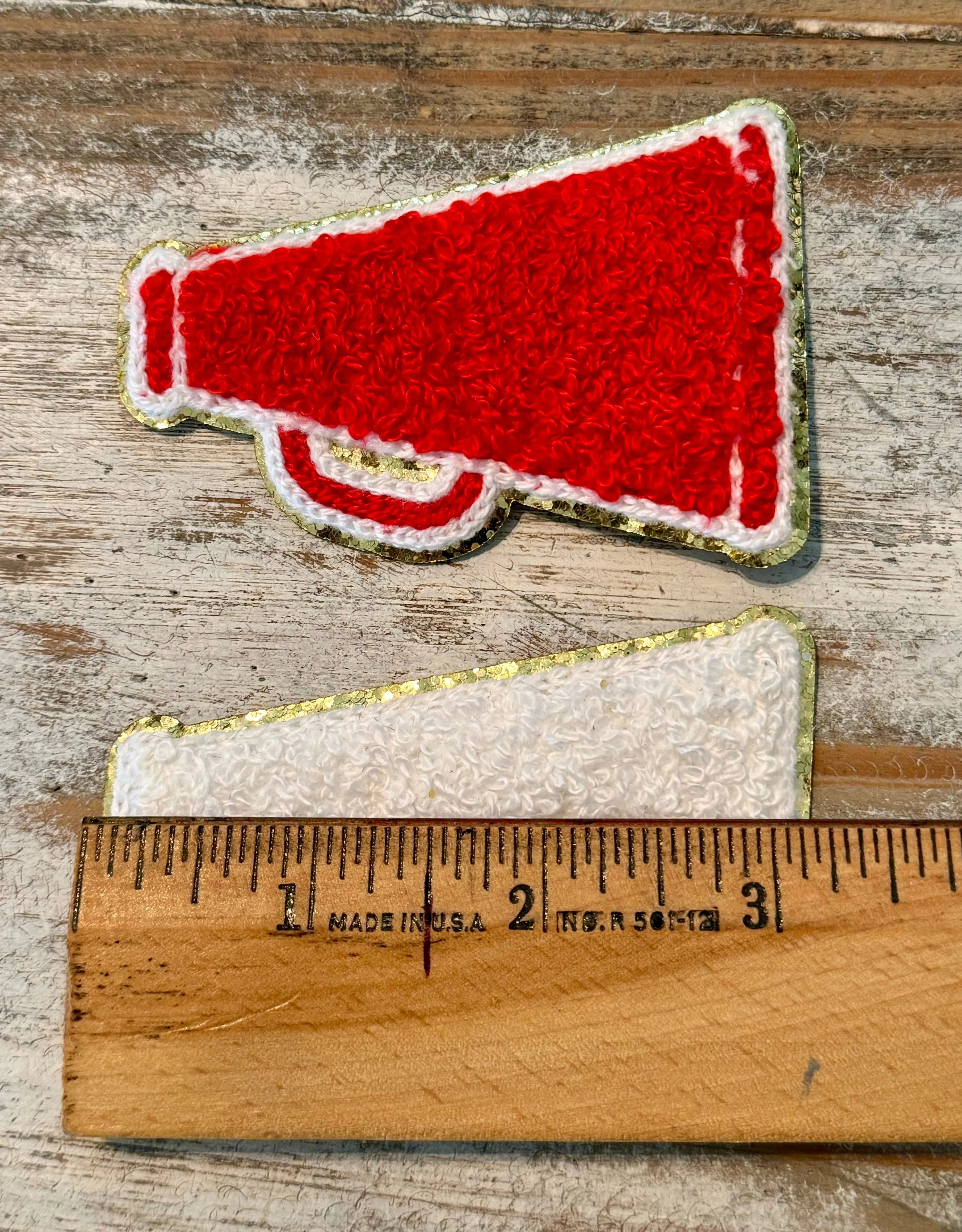 Chenille Cheer Megaphone Iron On Patches