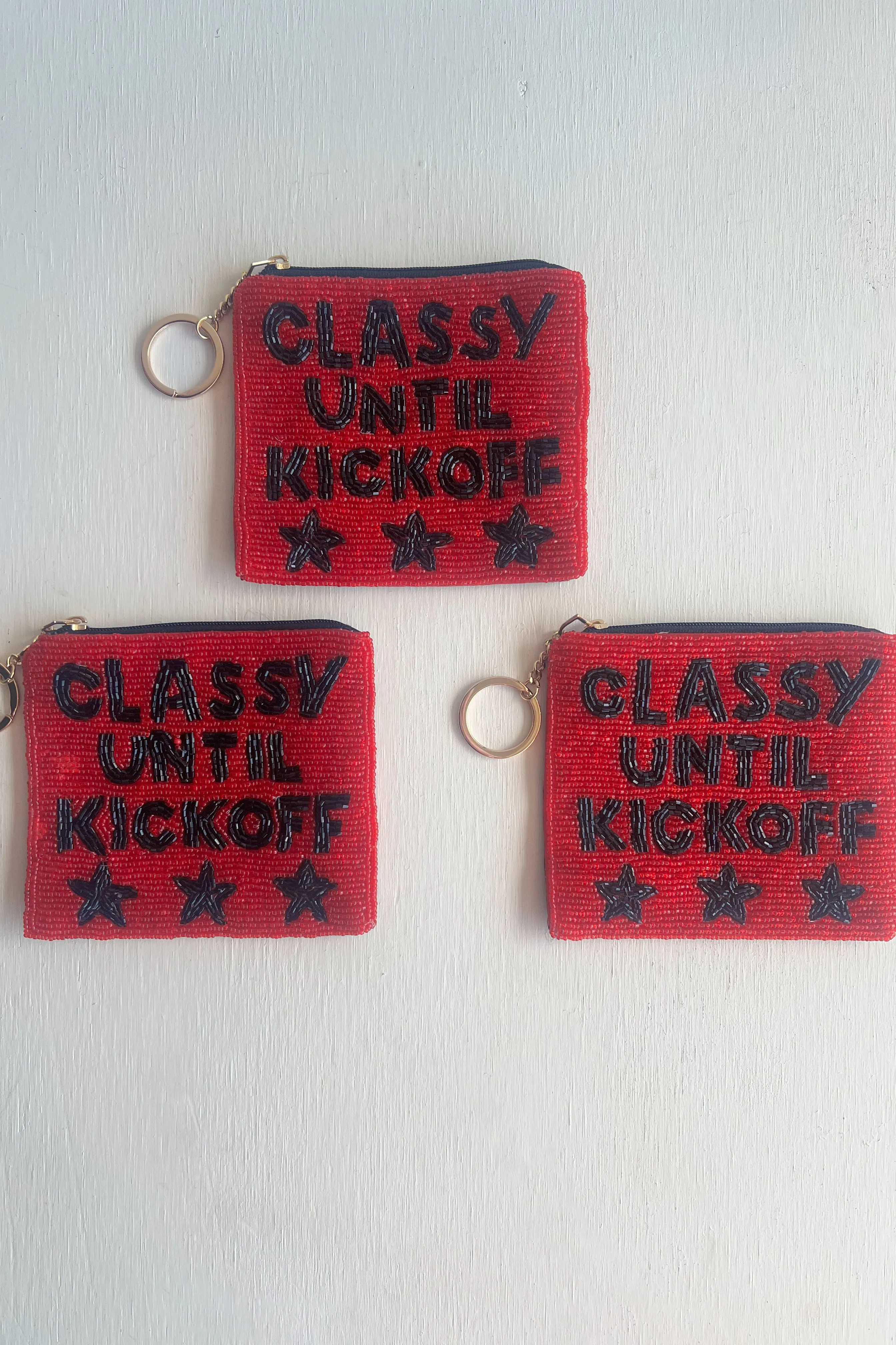 CLASSY UNTIL KICKOFF BEADED COIN PURSE