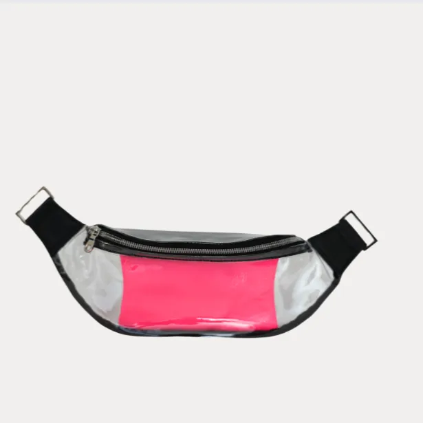 Clear Fanny Pack/Crossbody Bag with Black Leather   Silver Hardware   Pauly Pouch Organizer