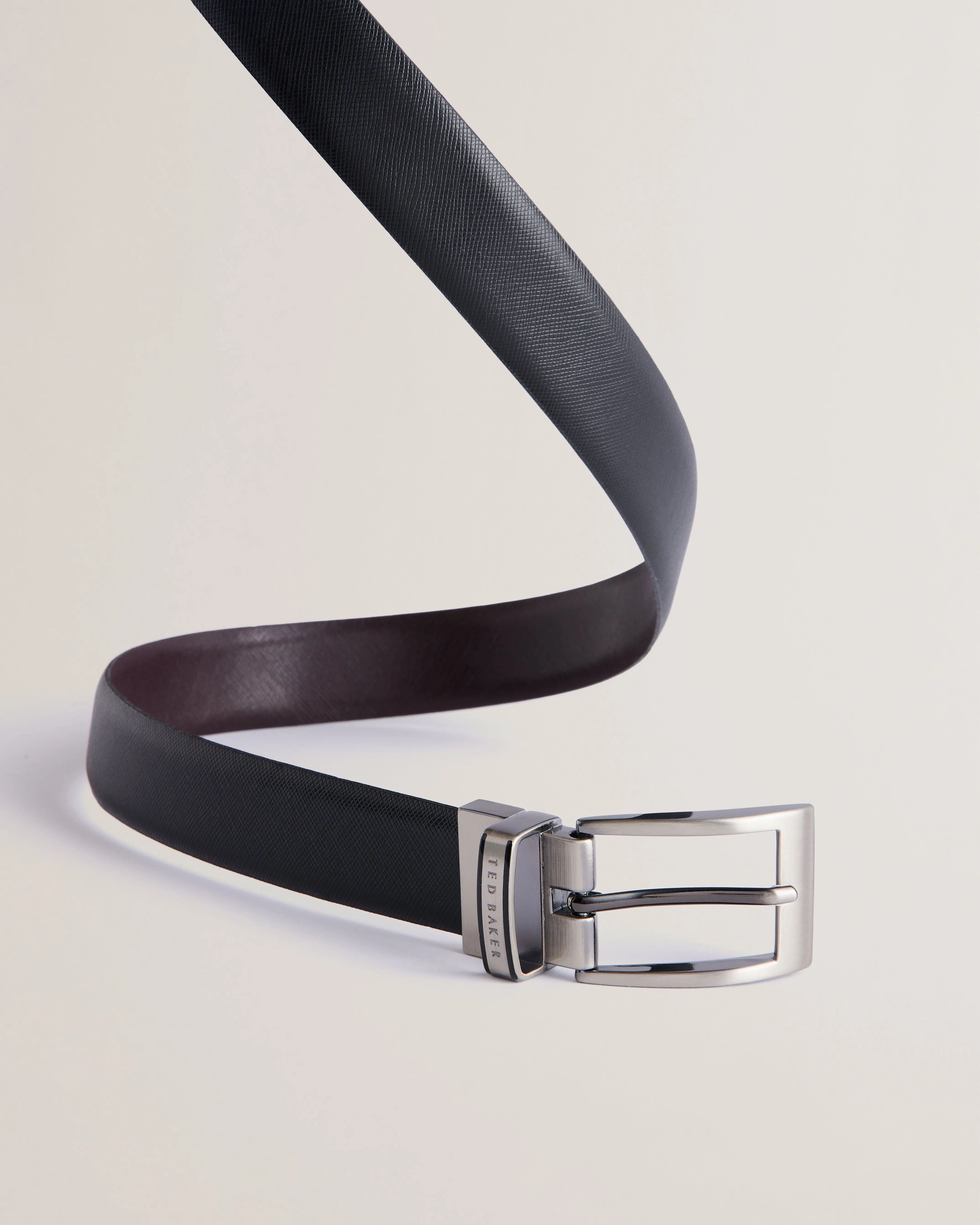 Colier Saffiano Leather Reversible Belt Black