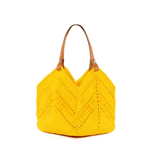 Daniela Knotted Crochet Tote Yellow