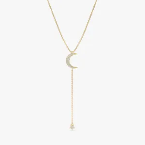 Diamond Moon and Star Lariat Necklace, Astrid