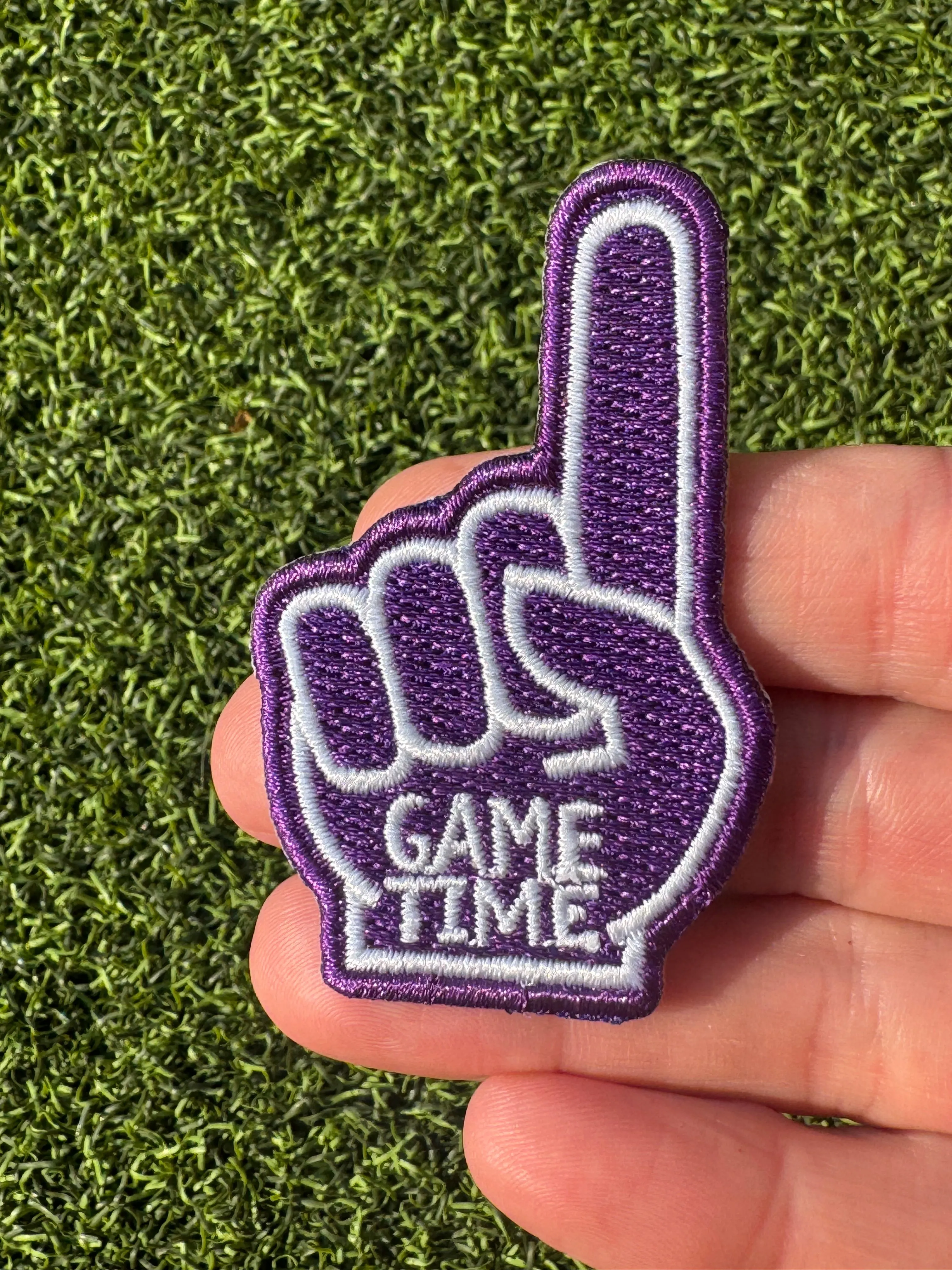 Foam Finger Game Time Iron On Patches