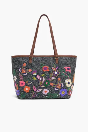 Glamorous Embellished Shopper Bag-Granite Tweed