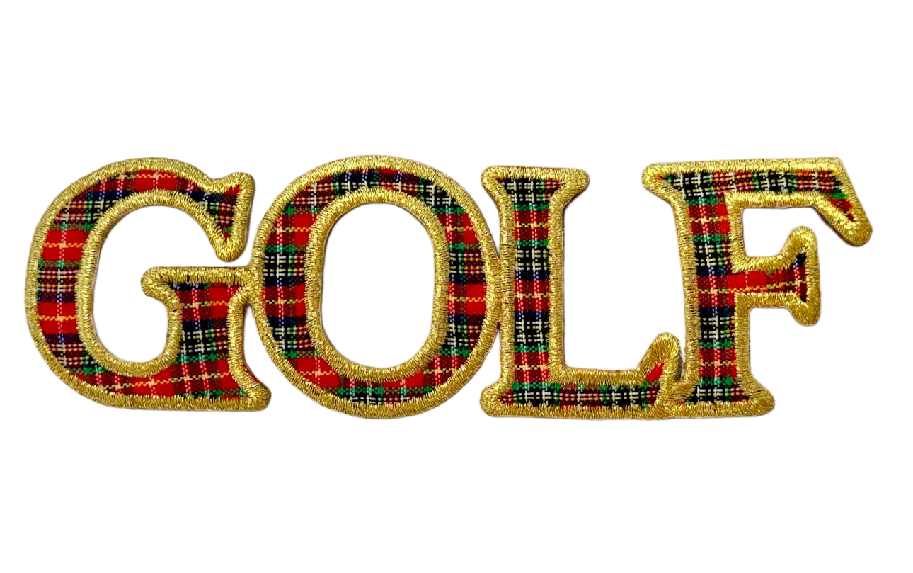 Gold & Plaid Golf Iron On Patches