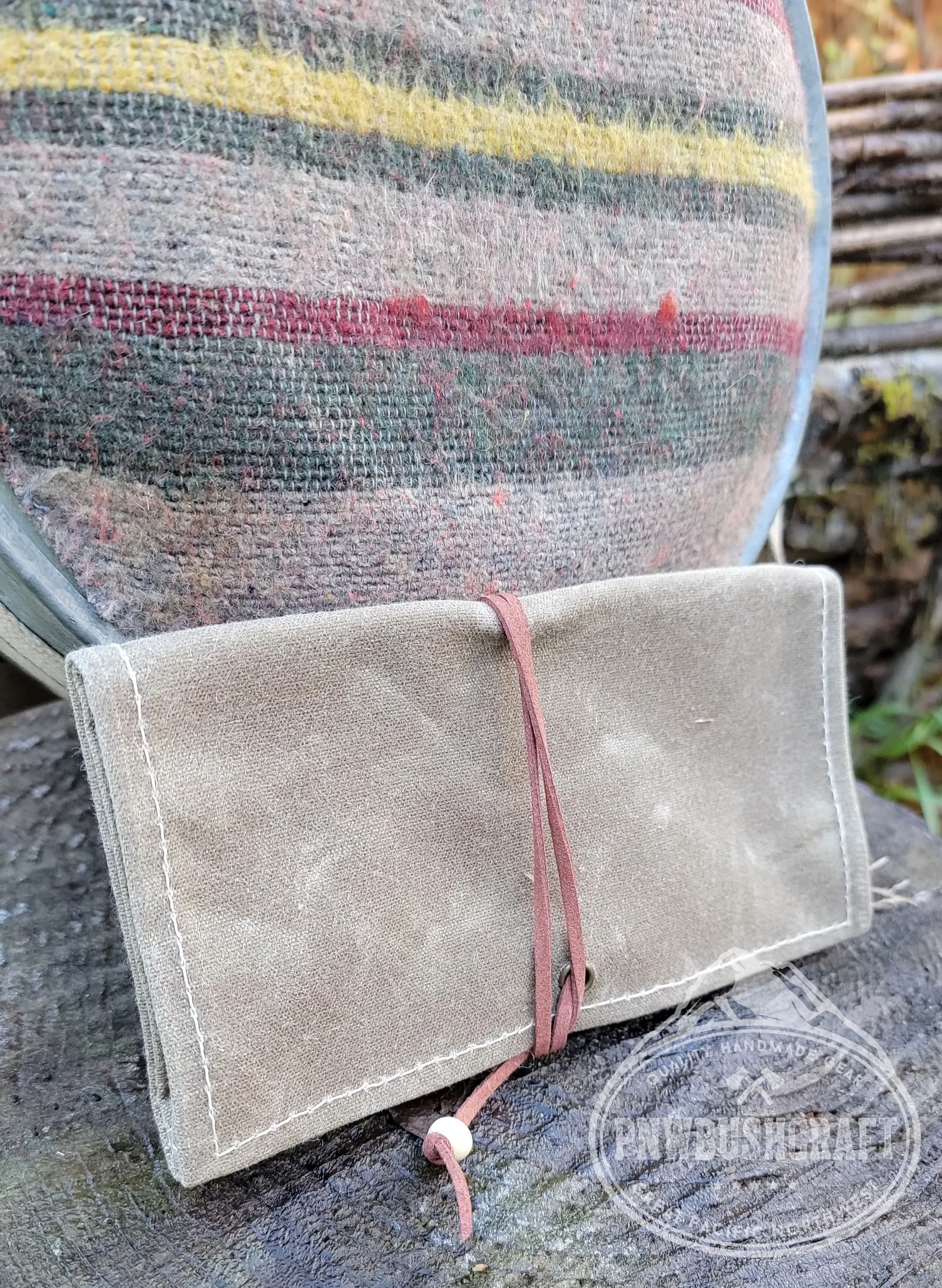 Handy Canvas Roll Up Pouch with Leather Cord