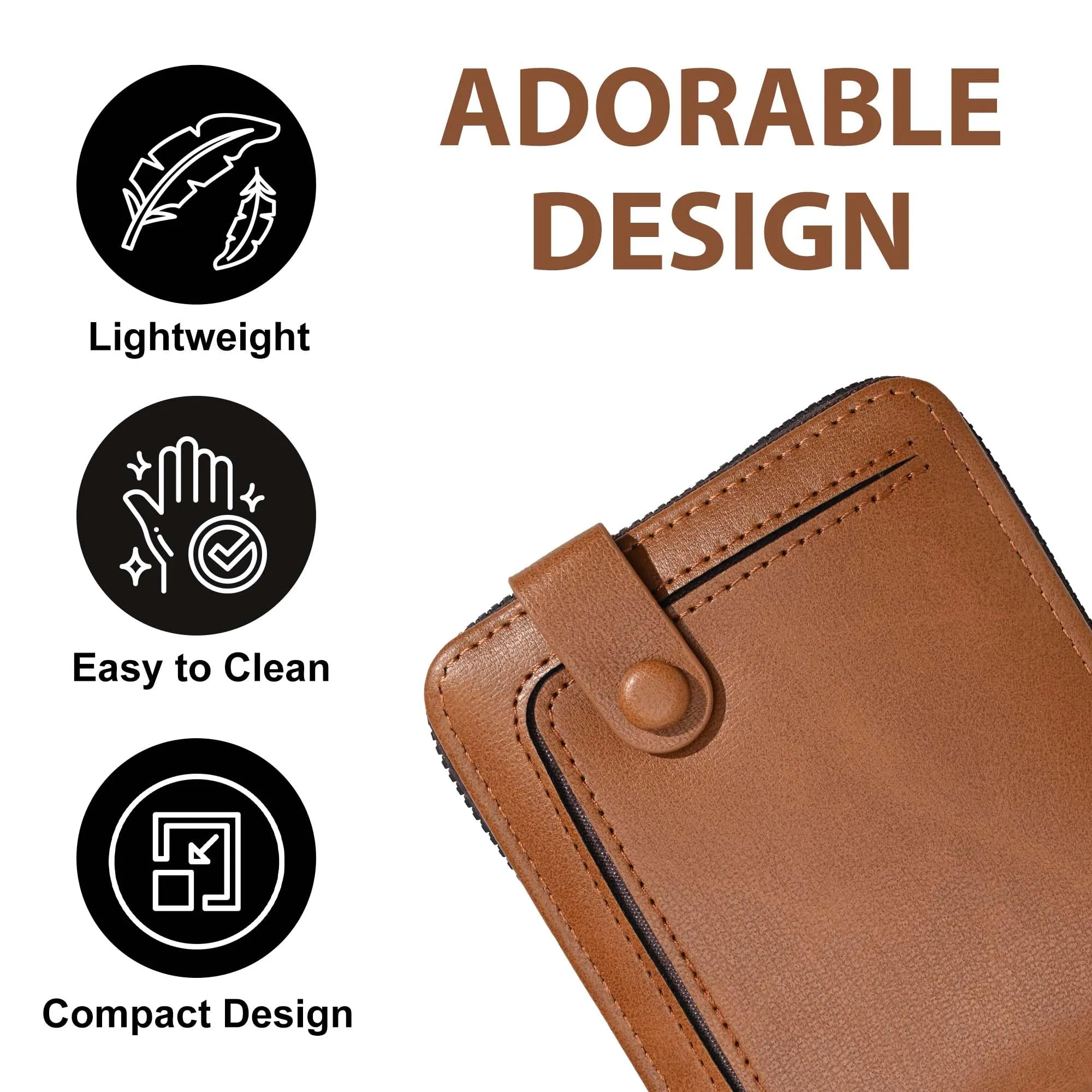 Kuber Industries PU Men Purse Wallet with Snap Button & Zipper Clouser | Cash Coins, Credit/Debit Cards Case Holder, Hand Purse for Men | Casual Pocket Wallets for Boys Office | KS-7, Tan