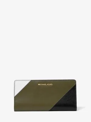 Large Tri-Color Leather Slim Wallet