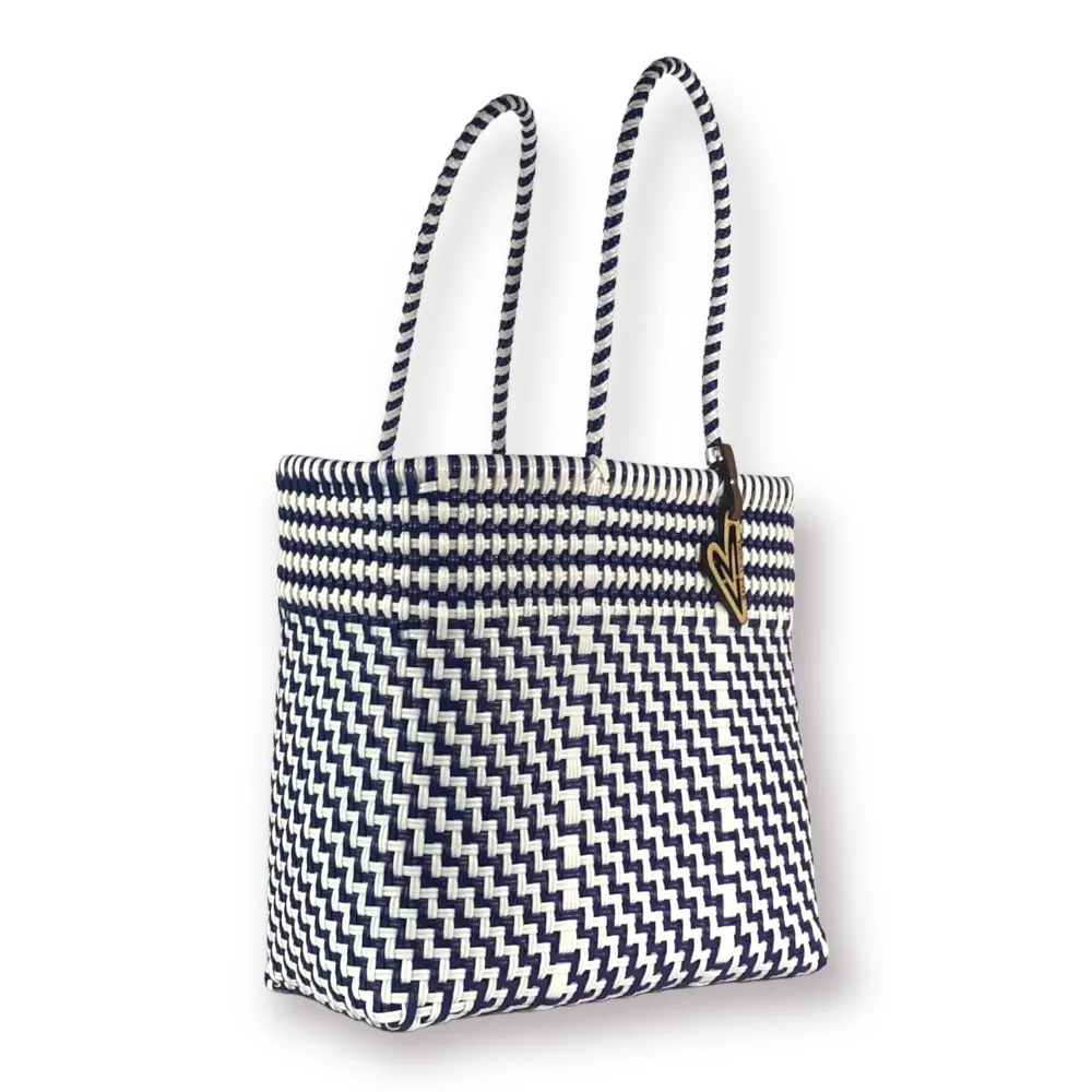 Maria Victoria | Magpie NW Totes | Upcycled, Handwoven, Navy/White Tote