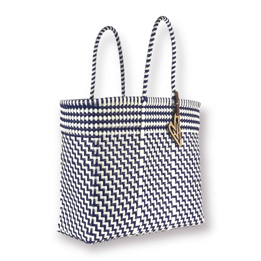 Maria Victoria | Magpie NW Totes | Upcycled, Handwoven, Navy/White Tote