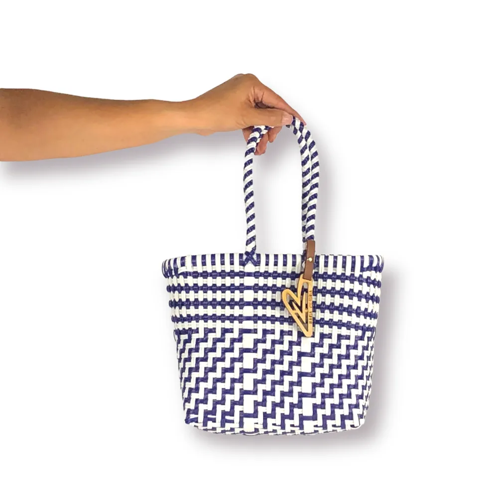 Maria Victoria | Magpie NW Totes | Upcycled, Handwoven, Navy/White Tote