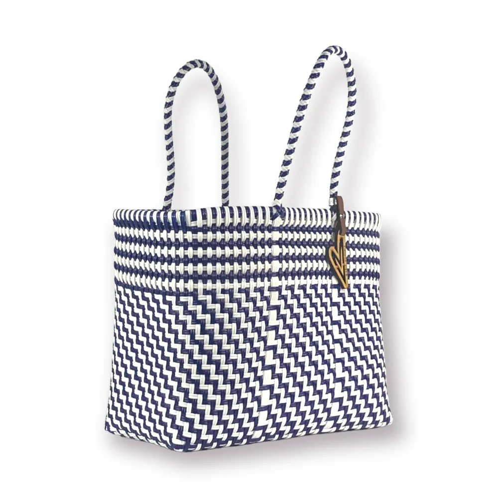 Maria Victoria | Magpie NW Totes | Upcycled, Handwoven, Navy/White Tote