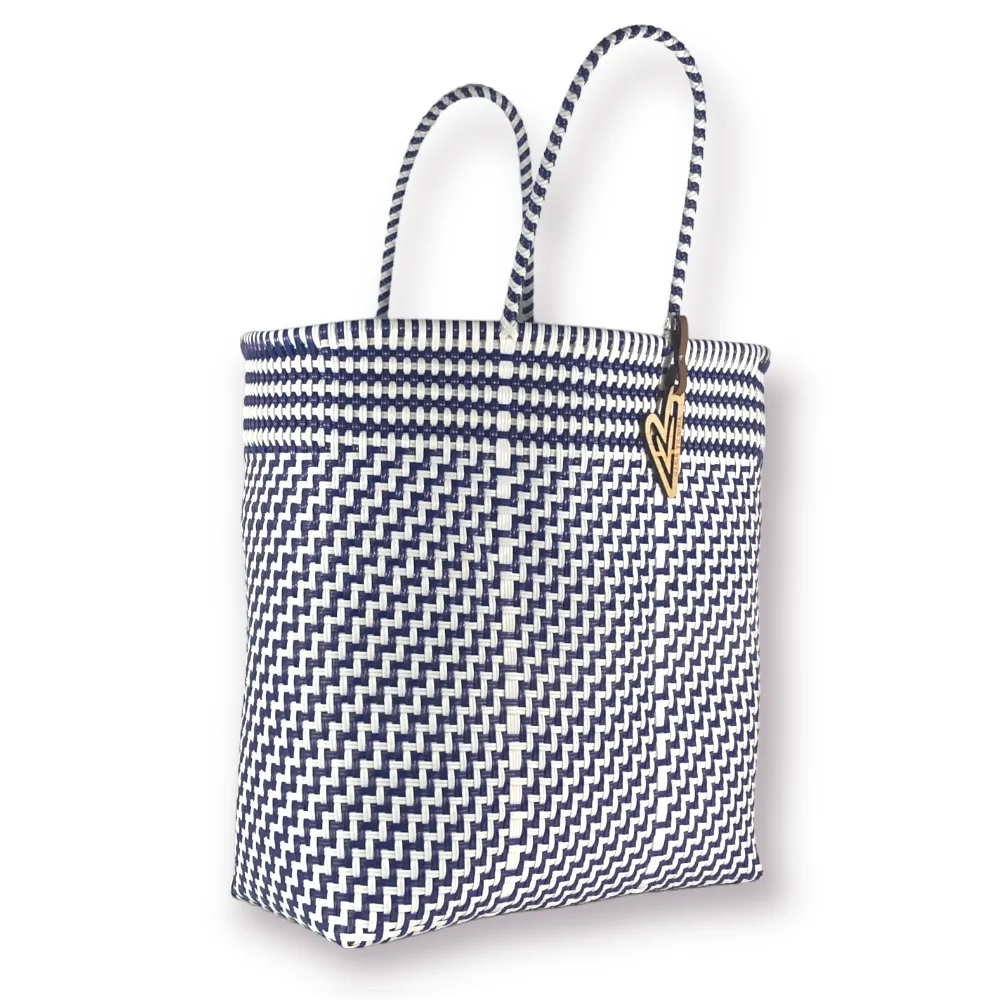 Maria Victoria | Magpie NW Totes | Upcycled, Handwoven, Navy/White Tote