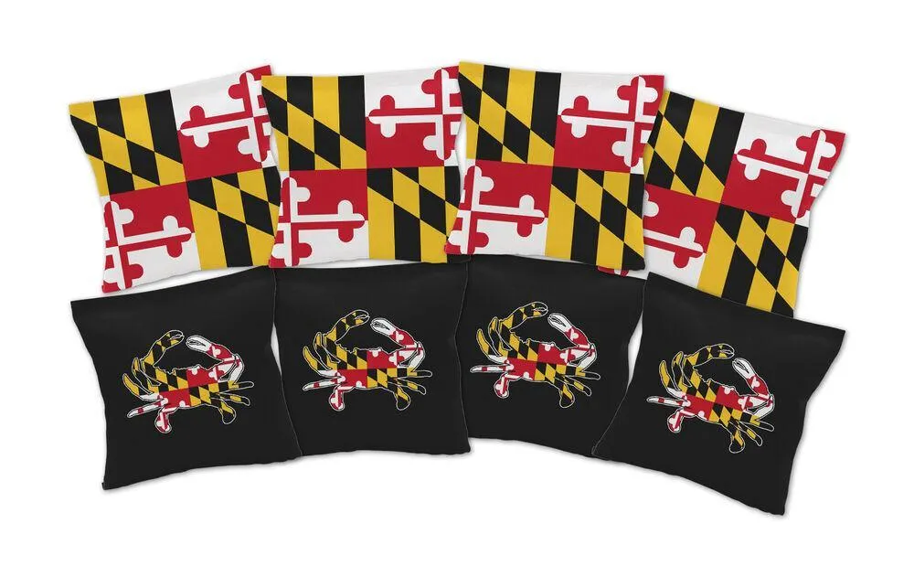 Maryland Flag & Crab / 8-Pack Cornhole Bag Set