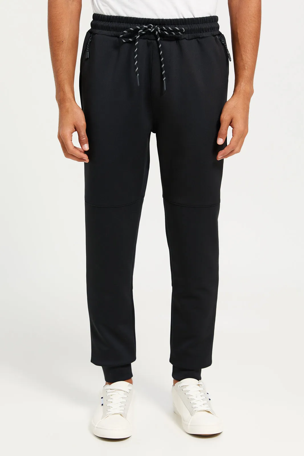 Men Black Jogger Pants With Zip Pockets