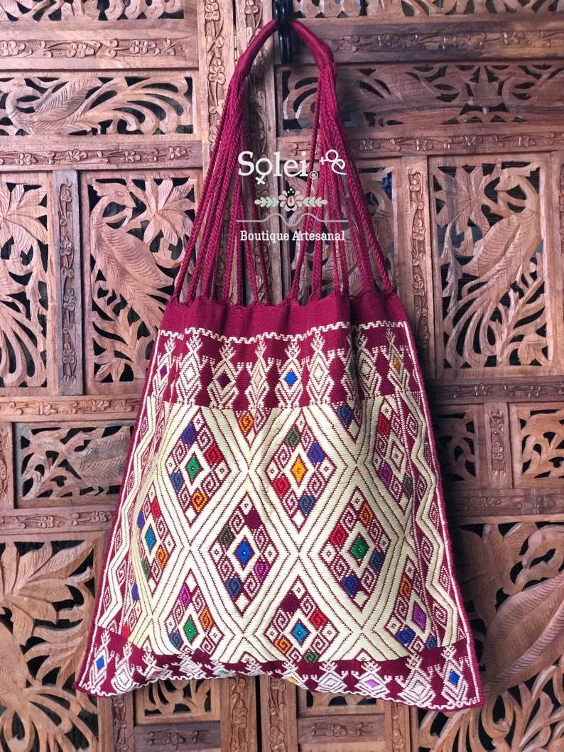 Mexican Tradicional Embroidered Morral Bag. Morral Larrainzar