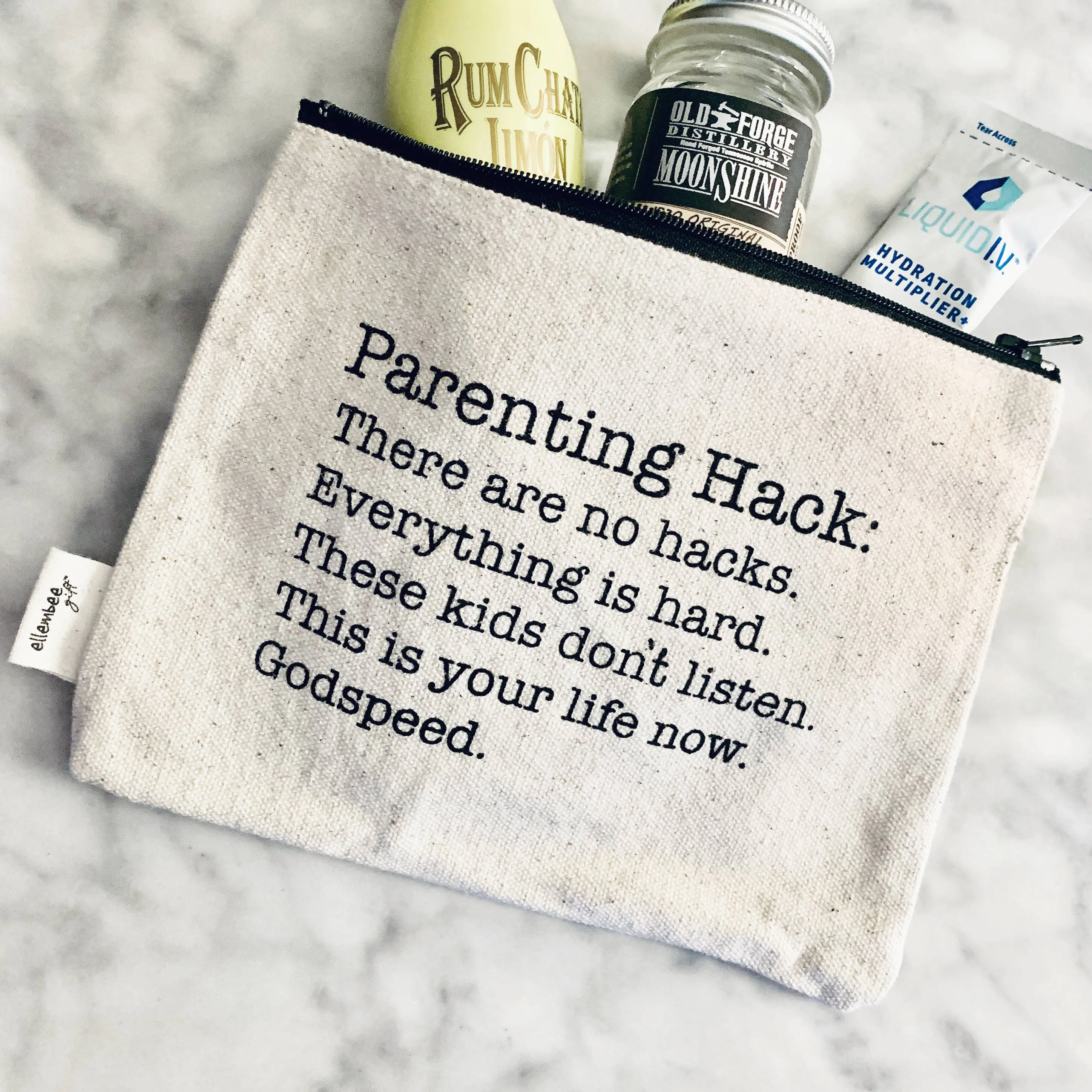 Parenting hack there are no hacks funny printed pouches