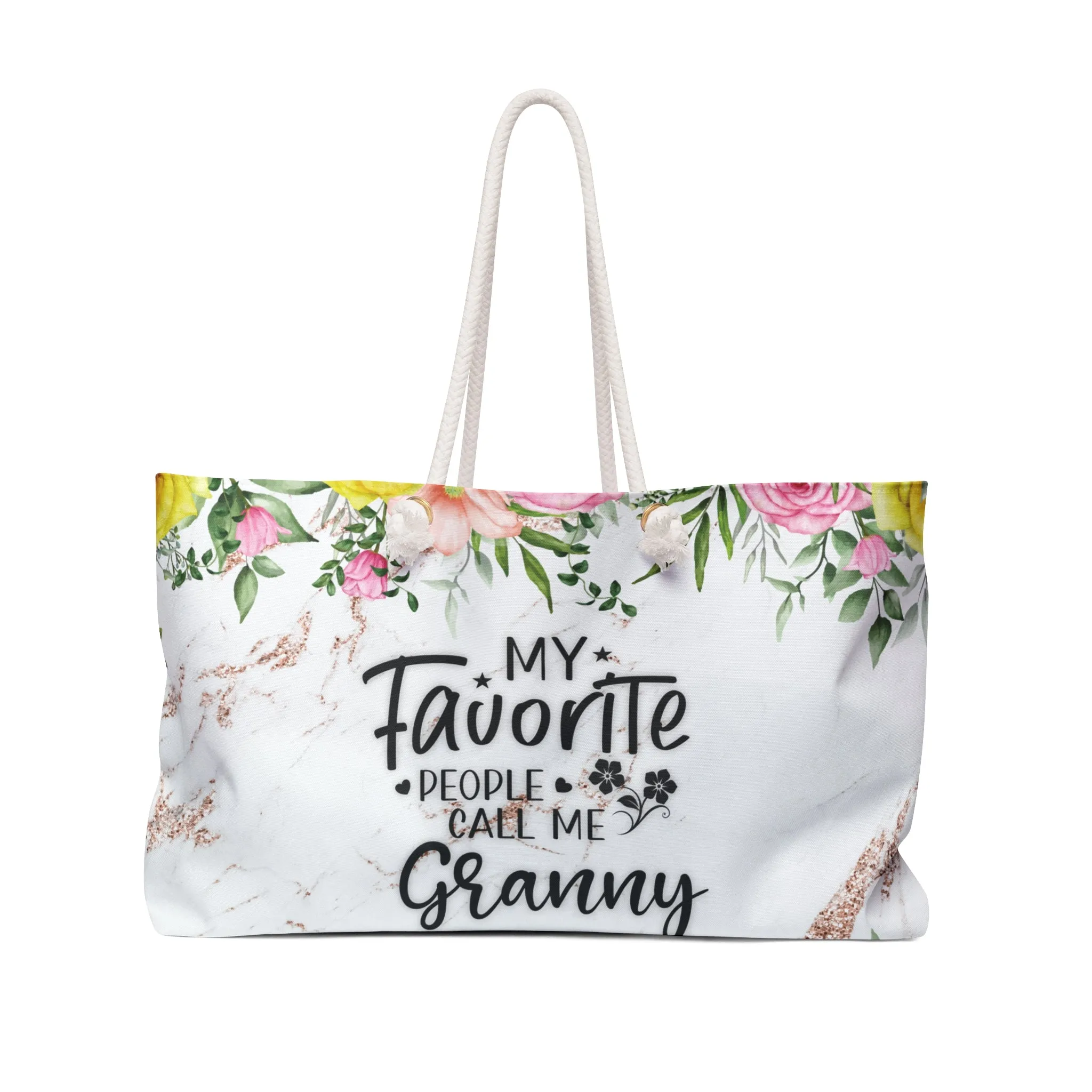 Personalised/Non-Personalised Weekender Bag, My Favorite People call me Granny, Large Weekender Bag, Beach Bag, Book Bag