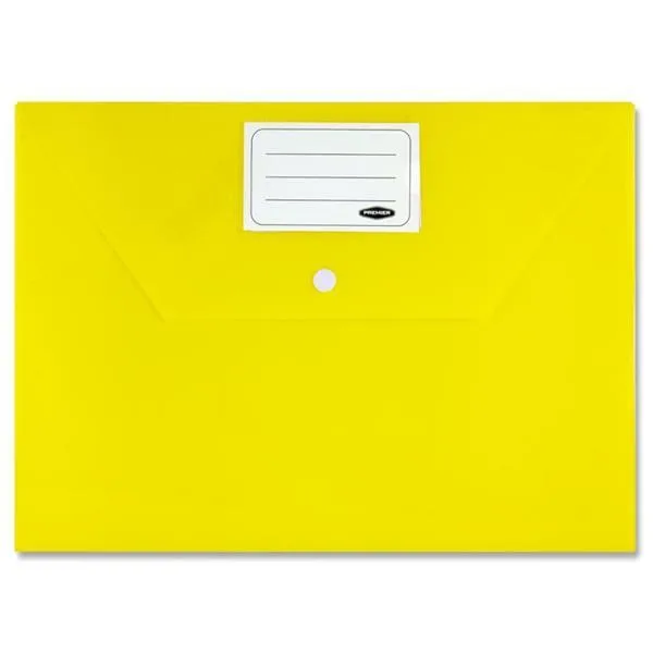 Premier Office Packet of 5 A4 Button Wallets - Bright