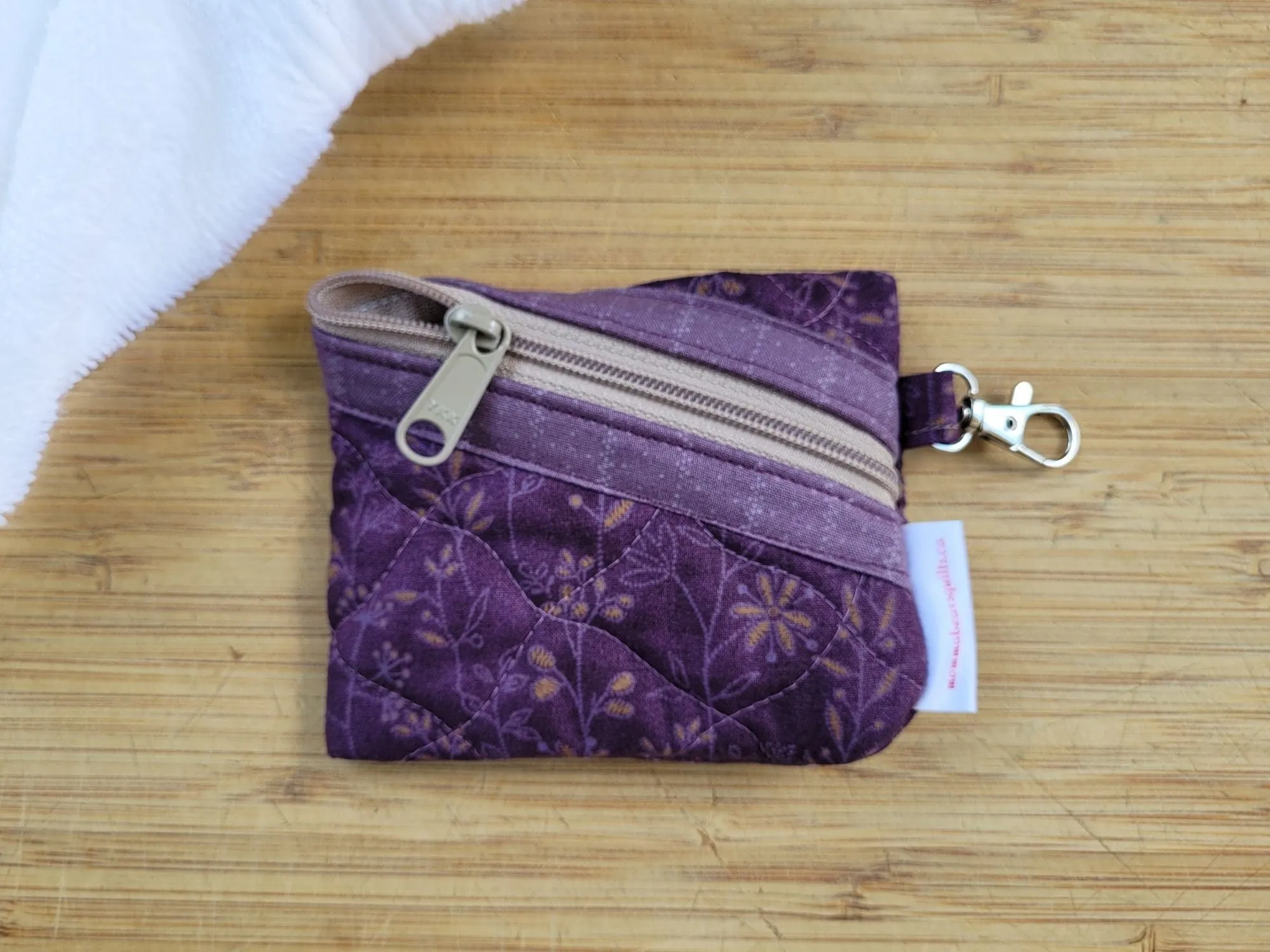 Quilted Zipper Pouch | Small Makeup Bag or Fabric Coin and Card Purse