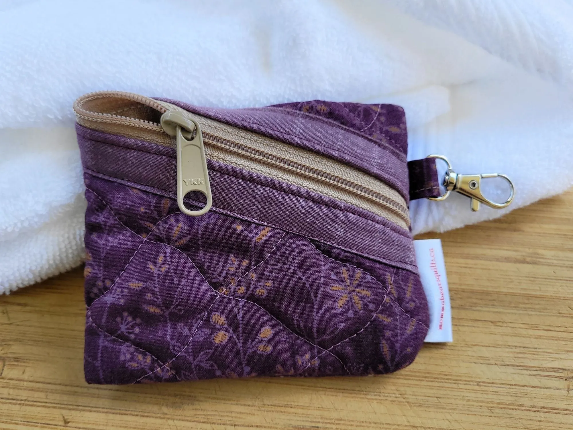 Quilted Zipper Pouch | Small Makeup Bag or Fabric Coin and Card Purse