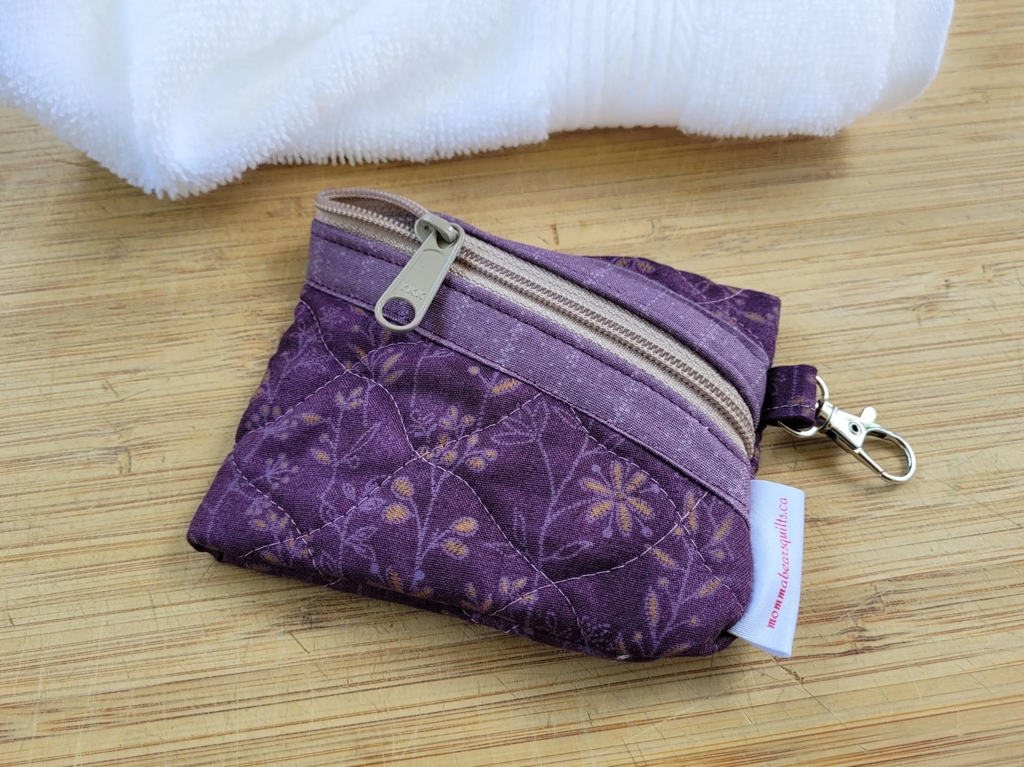 Quilted Zipper Pouch | Small Makeup Bag or Fabric Coin and Card Purse