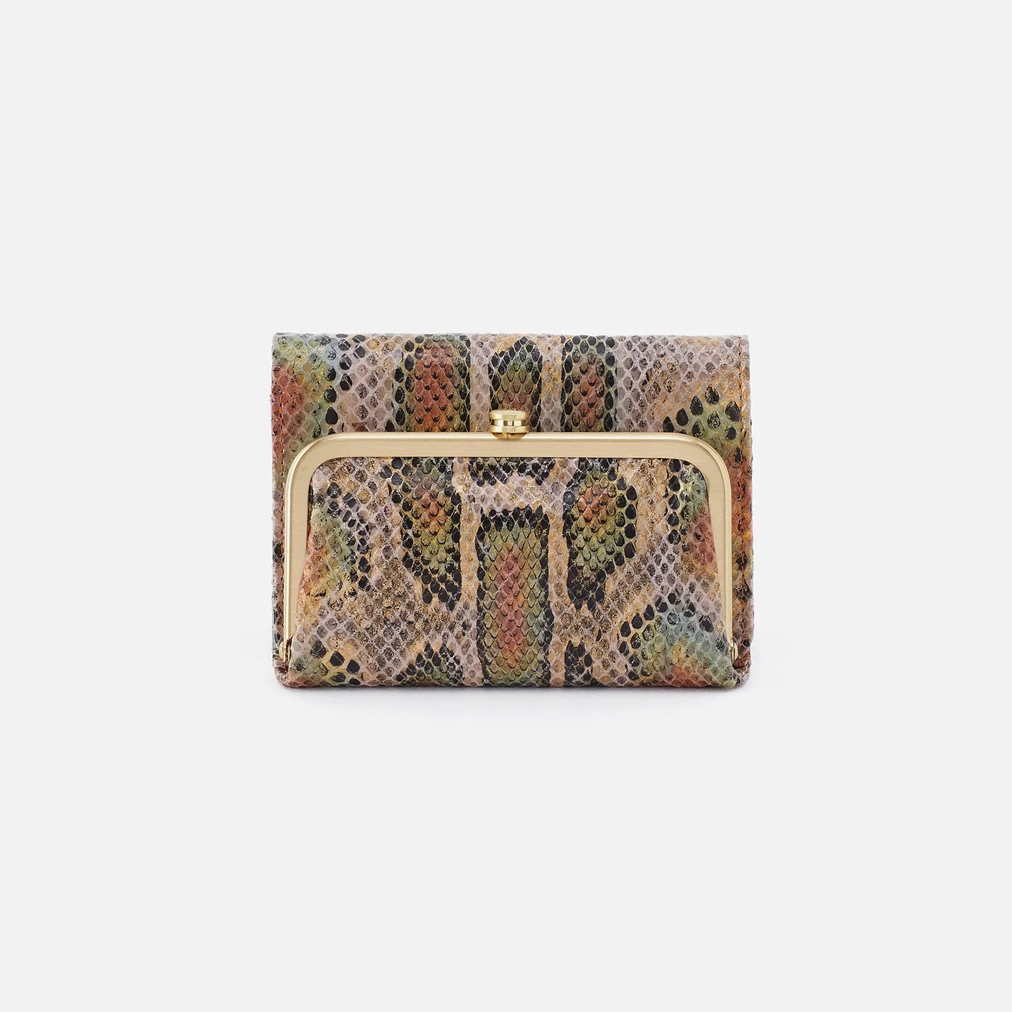 Robin Compact Wallet in Printed Leather - Opal Snake Print