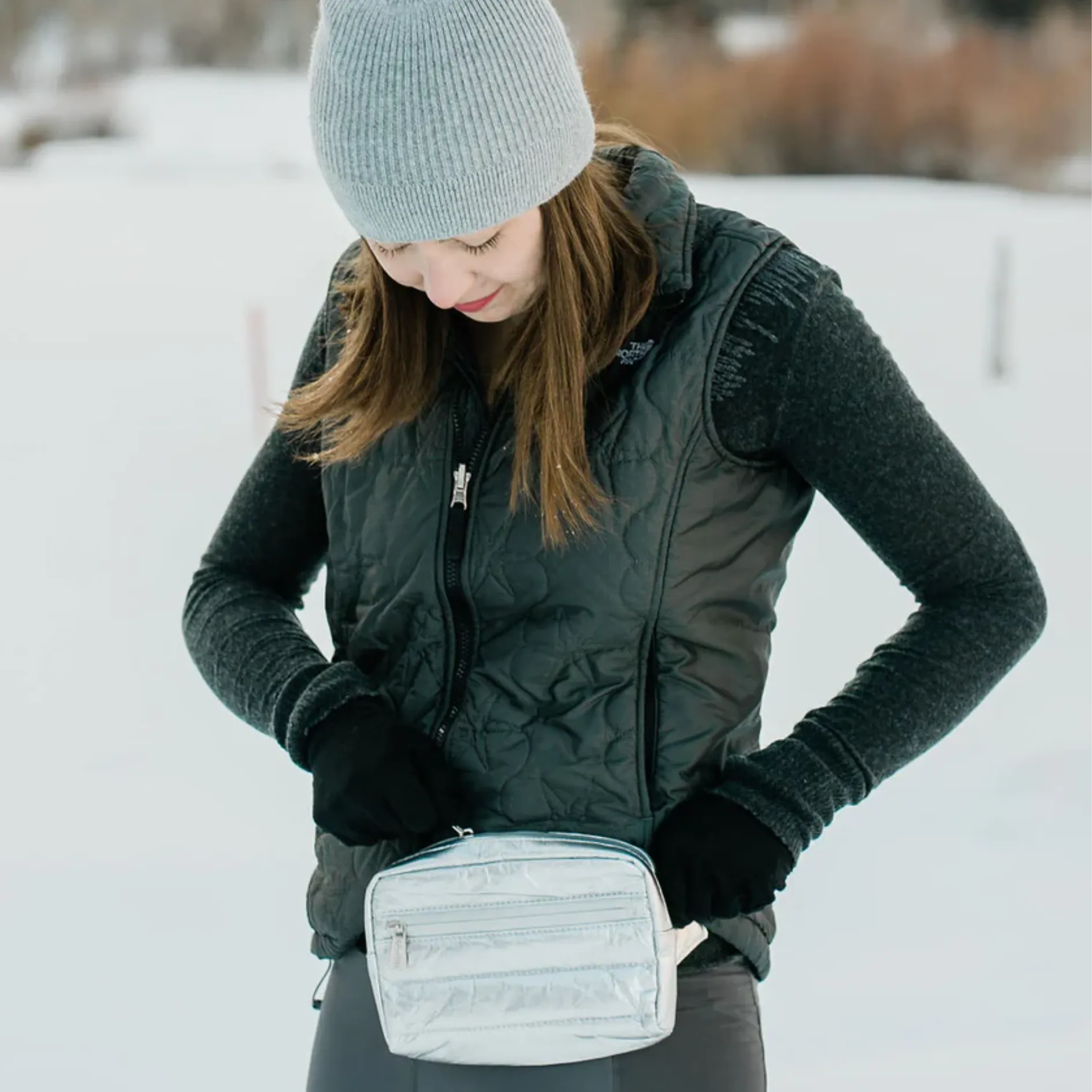 Silver Puffer Water Resistant Fanny Pack by HiLoveTravel