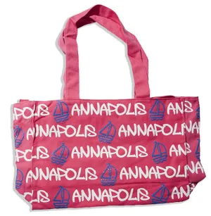 TBAM4 Robin Ruth Tote Bag - MEDIUM - Annapolis Fuchsia with White/Blue