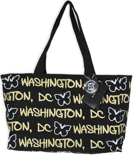 TBDC15 Robin Ruth Tote Bag - MEDIUM- Black Gold Butterfly Washington DC