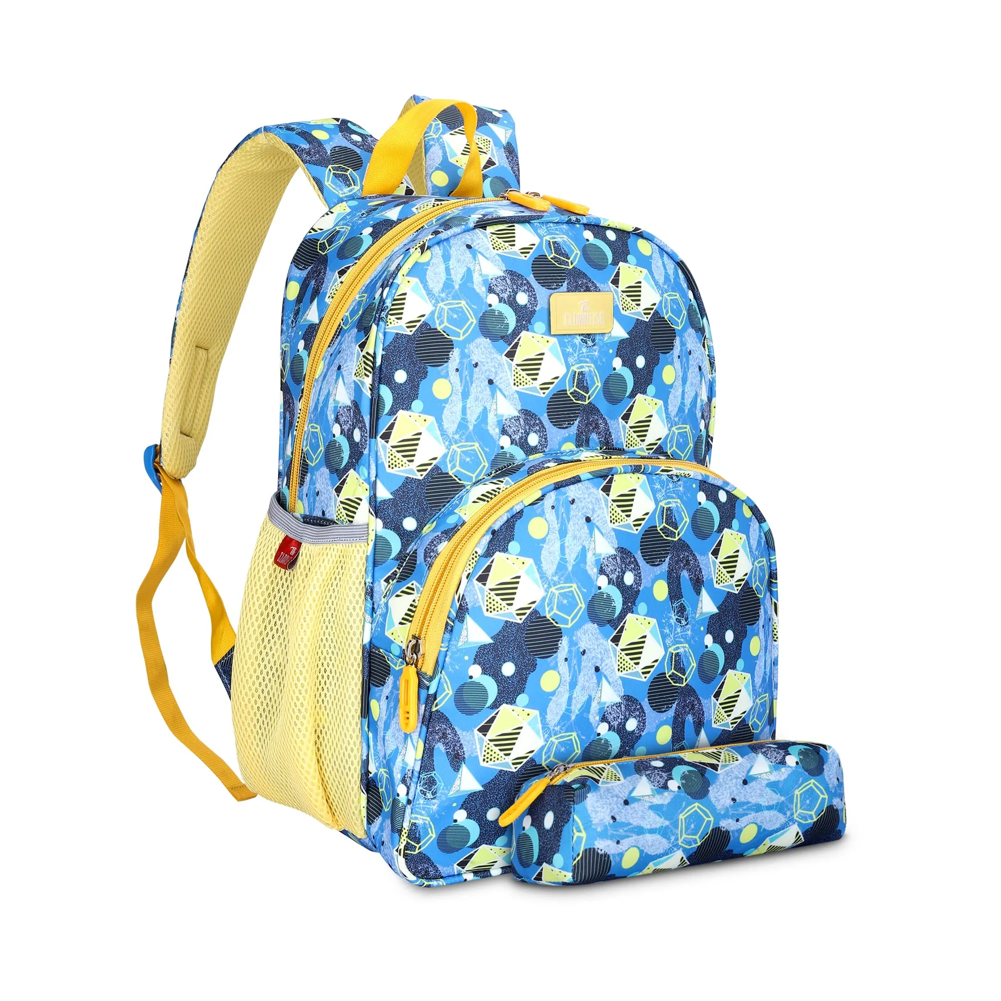 THE CLOWNFISH Cosmic Critters Series Printed Polyester 15 Litres Kids Standard Backpack School Bag With Free Pencil Staionery Pouch Daypack Picnic Bag For Tiny Tots Of Age 5-7 Yrs (Light Blue),Medium