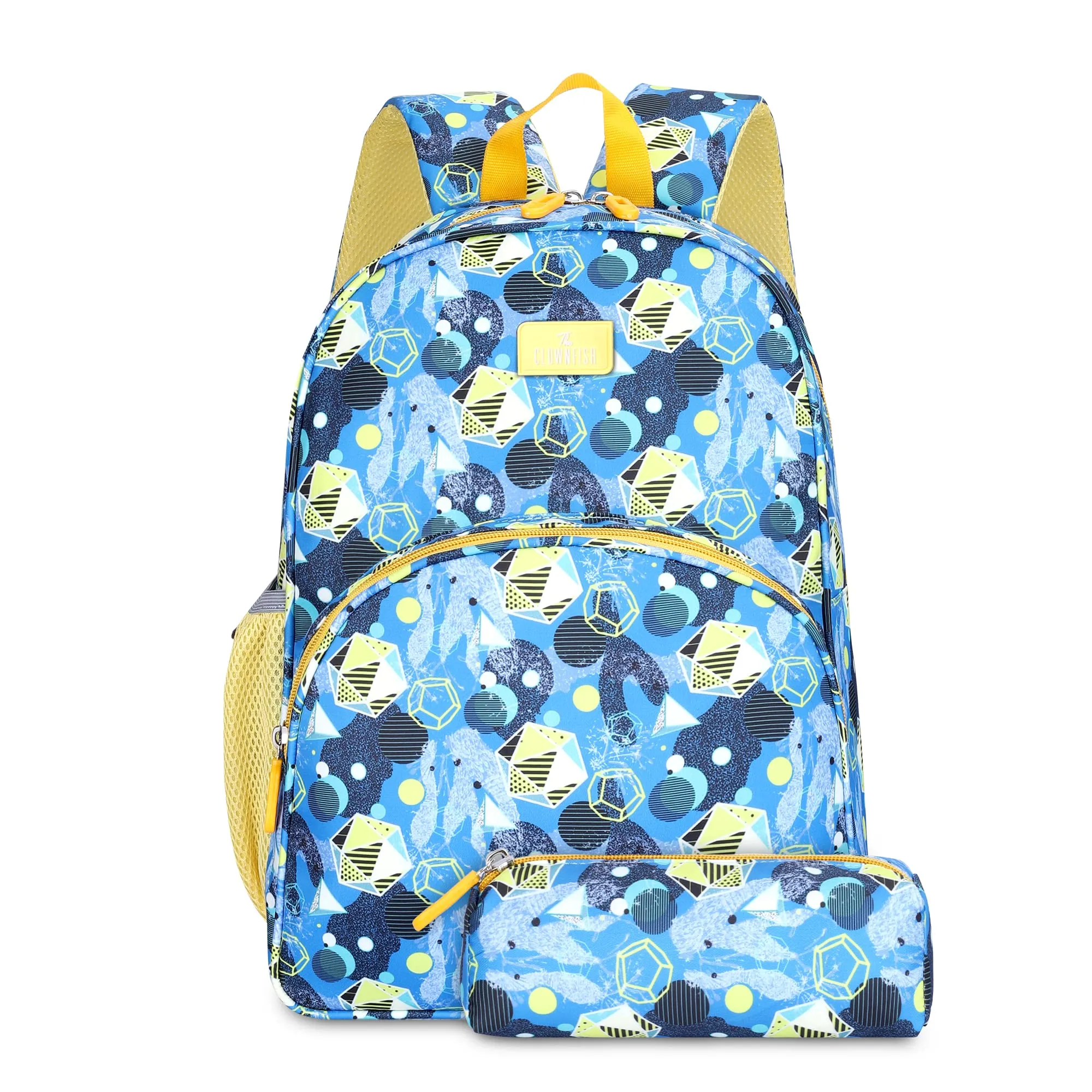 THE CLOWNFISH Cosmic Critters Series Printed Polyester 15 Litres Kids Standard Backpack School Bag With Free Pencil Staionery Pouch Daypack Picnic Bag For Tiny Tots Of Age 5-7 Yrs (Light Blue),Medium