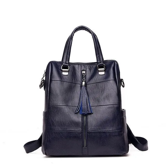 Trendy 3-in-1 Women Leather Preppy Backpack